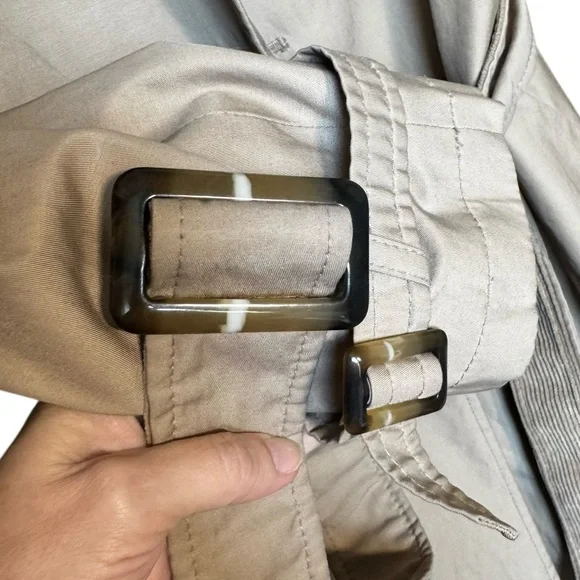 Sam Edelman Trench Coat Womens Small Beige Tan Double Breasted Belt Classic - Picture 4 of 8